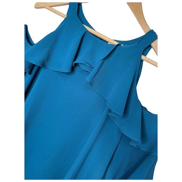 Umgee Cold Shoulder Ruffle Neck Short Sleeve Jade M - Picture 4 of 12